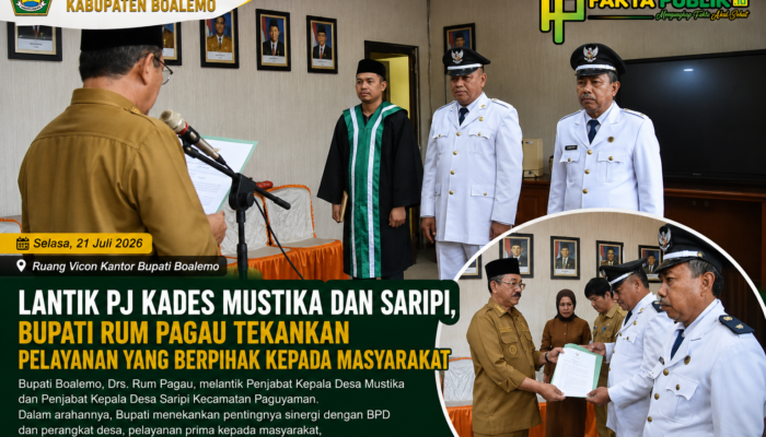 Lantik Pj Kades Mustika dan Saripi, Bupati Rum Pagau Tekankan Pelayanan yang Berpihak kepada Masyarakat