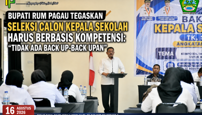 Bupati Rum Pagau Tegaskan Seleksi Calon Kepala Sekolah Harus Berbasis Kompetensi: “Tidak Ada Back Up-Back Upan”