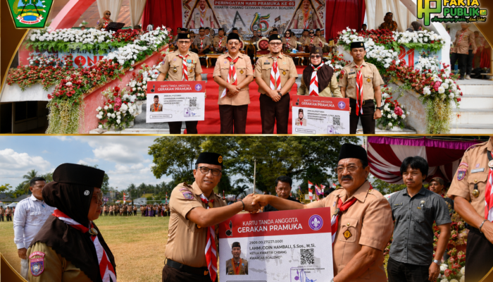 Momen Hangat Bupati Rum Pagau Serahkan KTA Pramuka Raksasa kepada Ketua Kwarcab Boalemo